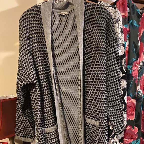 Large long cardigan sweater, black gray, NEW - Picture 1 of 4